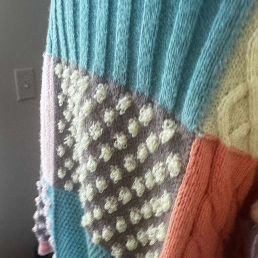 Colorful Patchwork Cardigan Sweater size L - Picture 6 of 9